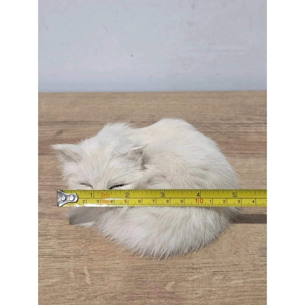 Set of 3 Vintage Real Rabbit Fur Cat Kitten Figurines White Calico